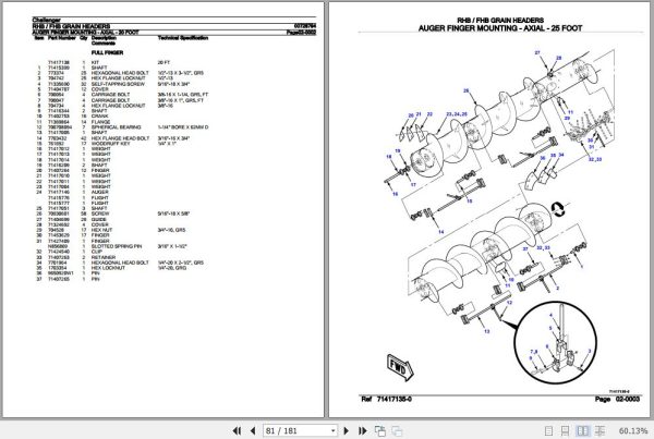 Challenger Grain Headers RHB FHB Parts Catalog 00728794 2