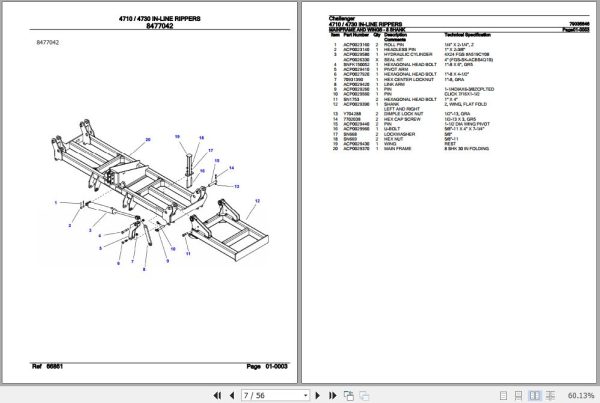 Challenger In Line Rippers 4710 4730 Parts Catalog 79035646 2