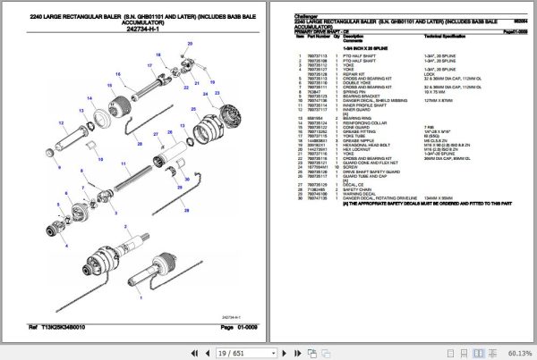 Challenger Large Rectangular Baler 2240 Parts Catalog 652054 2