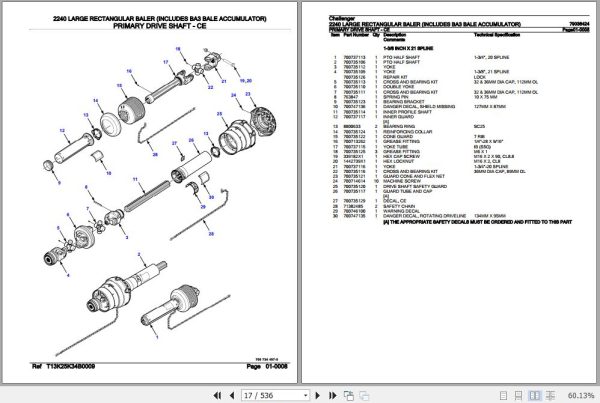 Challenger Large Rectangular Baler 2240 Parts Catalog 79036424 2