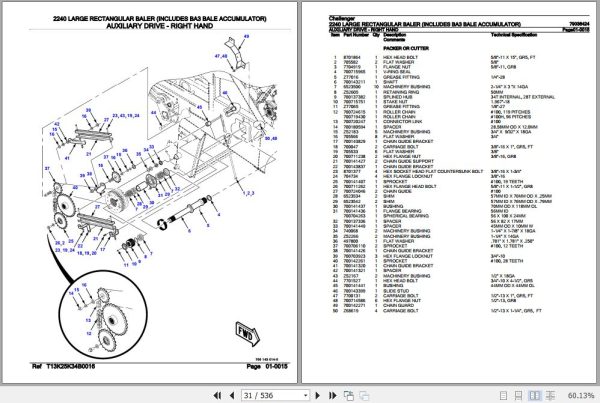 Challenger Large Rectangular Baler 2240 Parts Catalog 79036424 3