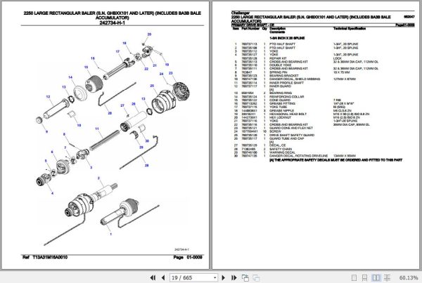 Challenger Large Rectangular Baler 2250 Parts Catalog 652047 2
