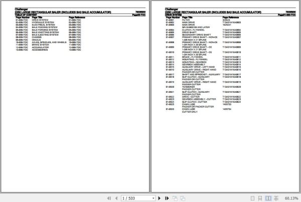 Challenger Large Rectangular Baler 2250 Parts Catalog 79035930 1