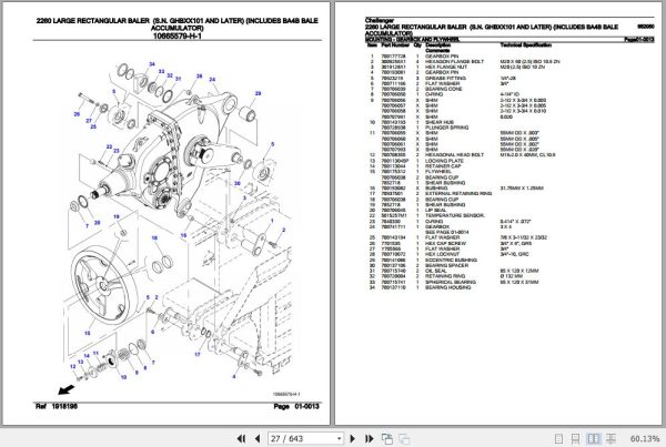 Challenger Large Rectangular Baler 2260 Parts Catalog 652050 2