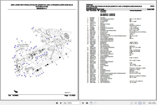 Challenger Large Rectangular Baler 2290 Parts Catalog 652036 3