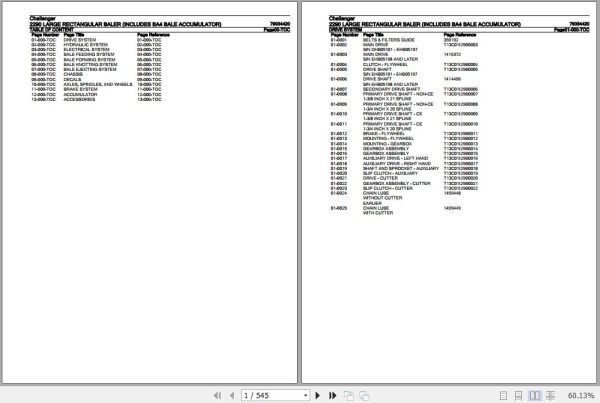Challenger Large Rectangular Baler 2290 Parts Catalog 79034420 1