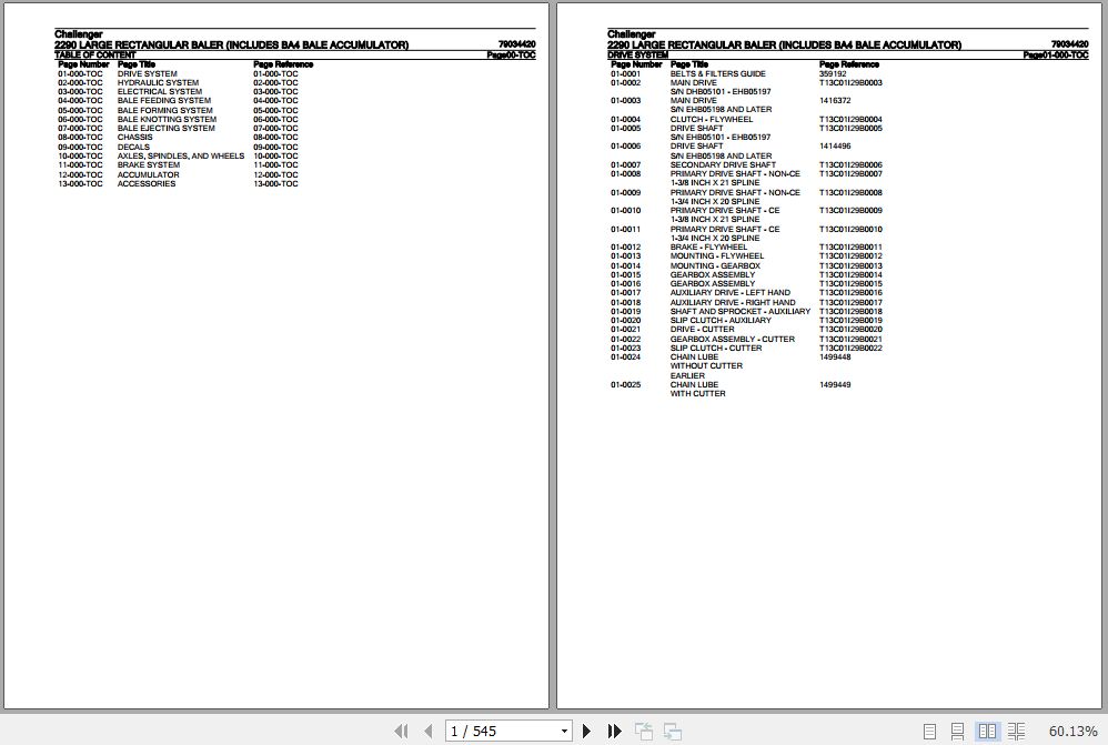 Challenger Large Rectangular Baler 2290 Parts Catalog 79034420 1