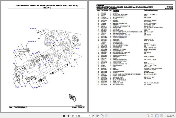 Challenger Large Rectangular Baler 2290 Parts Catalog 79034420 3