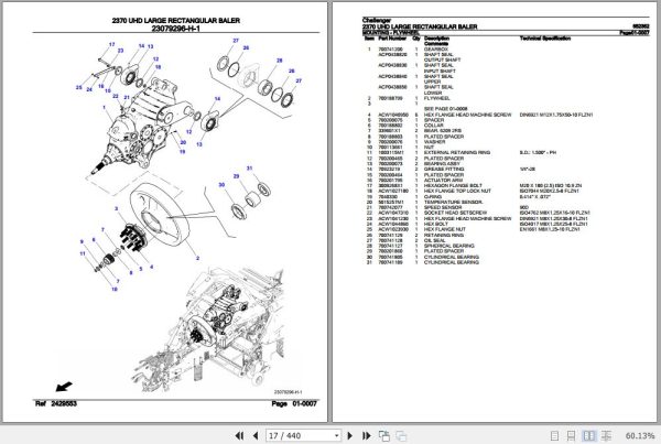 Challenger Large Rectangular Baler 2370 UHD Parts Catalog 652352 2
