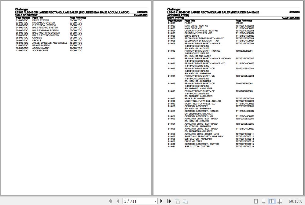 Challenger Large Rectangular Baler LB34B LB34B XD Parts Catalog 00730453 1