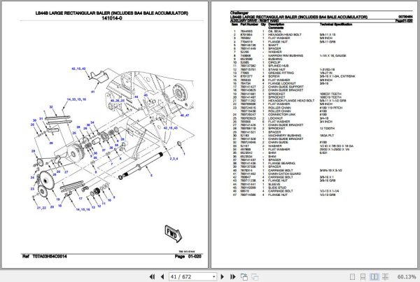 Challenger Large Rectangular Baler LB44B Parts Catalog 00730454 3