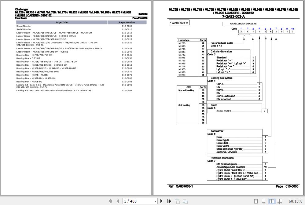 Challenger Loaders ML72B to ML99B Parts Catalog 3906162 1