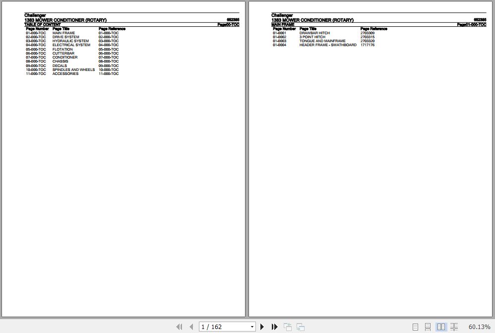 Challenger Mower Conditioner Rotary 1383 Parts Catalog 652385 1