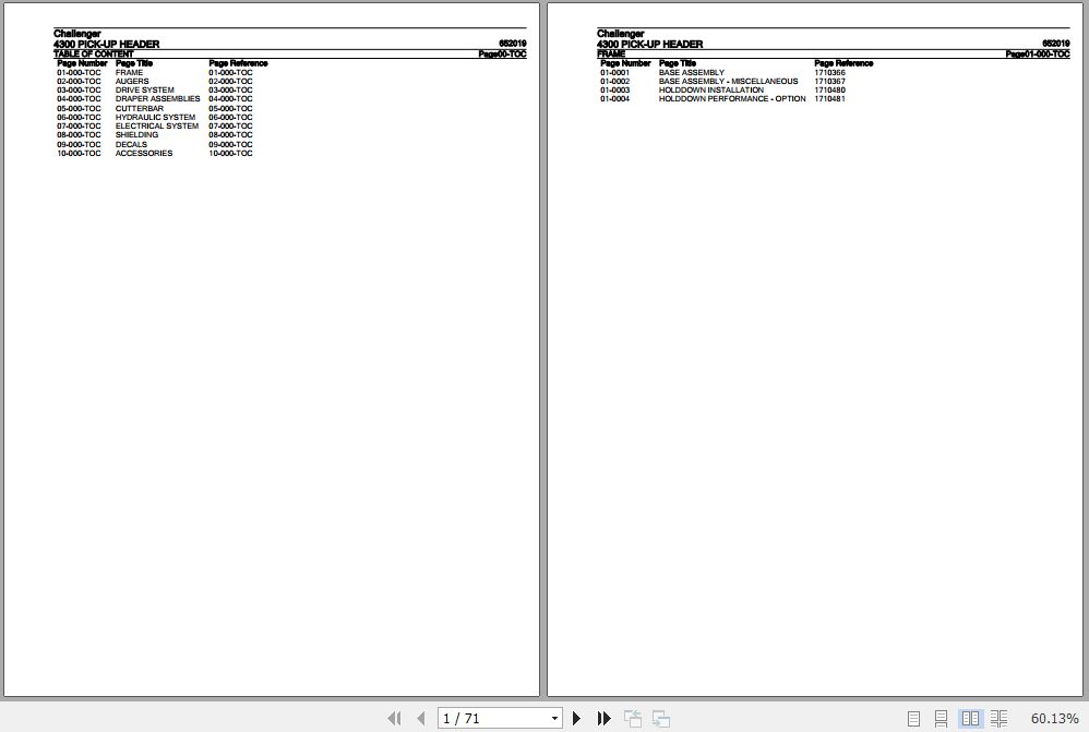 Challenger Pick Up Header 4300 Parts Catalog 652019 1