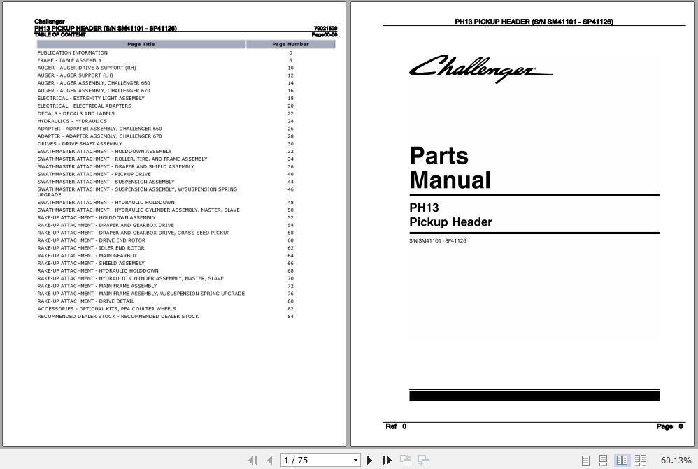 Challenger Pickup Header PH13 Parts Catalog 79021529 1