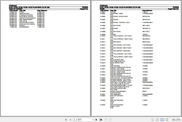 Challenger Planter 9102 9106 9108 9128 9122 Parts Catalog 79036289 1