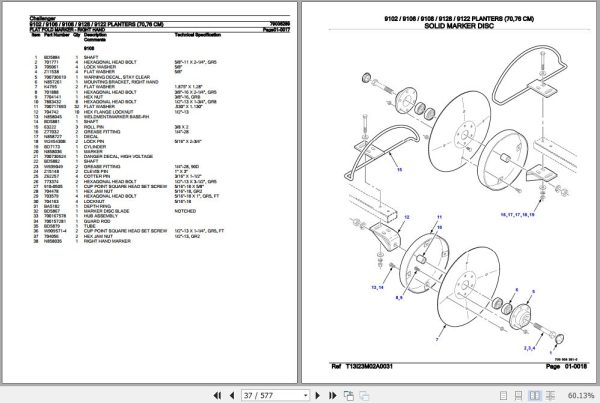Challenger Planter 9102 9106 9108 9128 9122 Parts Catalog 79036289 3