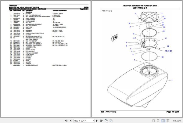 Challenger Planter 9524VER 24R HZ FF PP Parts Catalog 652348 3