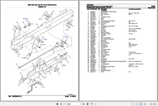 Challenger Planter 9531VER 24R HZ FF PP Parts Catalog 652350 2