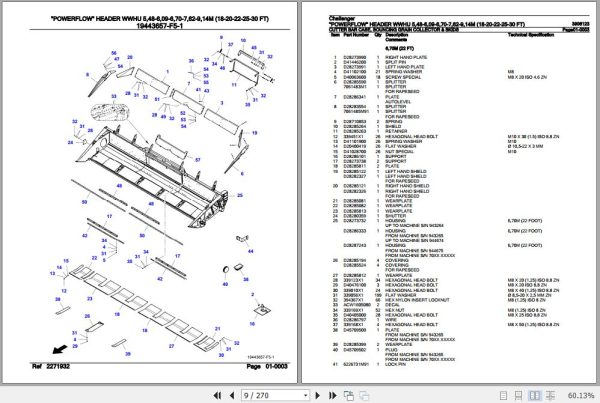 Challenger Powerflow Header WWHU 548 609 670 762 914M Parts Catalog 3906123 2