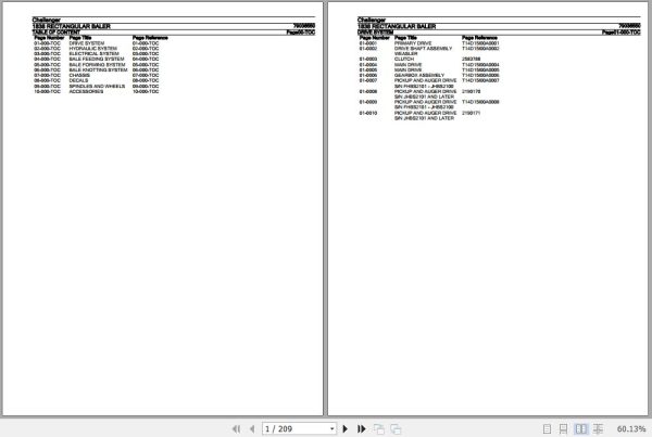 Challenger Rectangular Baler 1838 Parts Catalog 79036550 1
