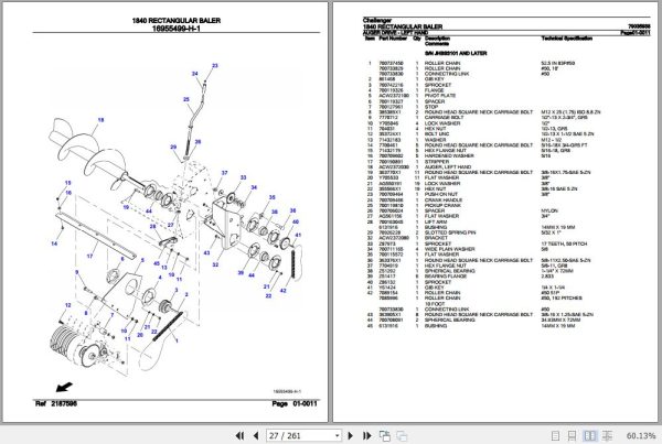 Challenger Rectangular Baler 1840 Parts Catalog 79035938 3