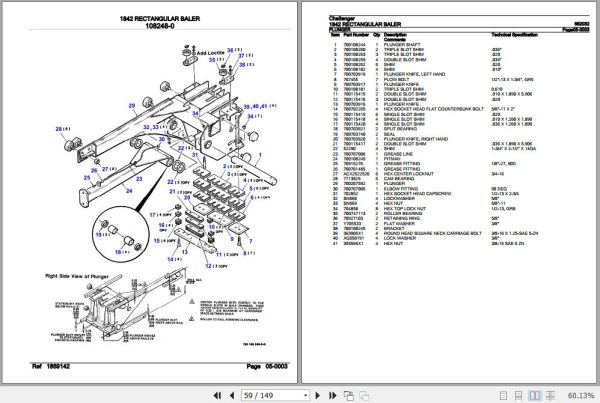 Challenger Rectangular Baler 1842 Parts Catalog 652032 3