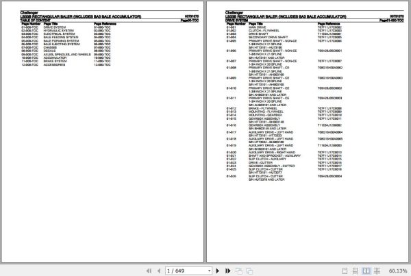 Challenger Rectangular Baler LB33B Parts Catalog 00731073 1