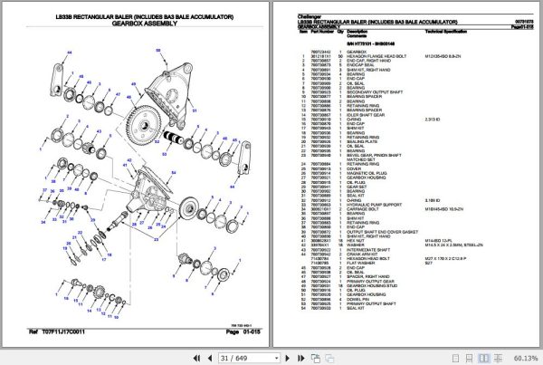 Challenger Rectangular Baler LB33B Parts Catalog 00731073 2