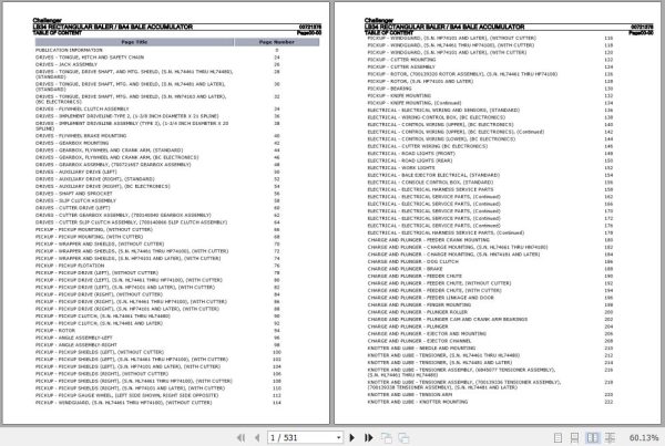 Challenger Rectangular Baler LB34 Parts Catalog 00721378 1