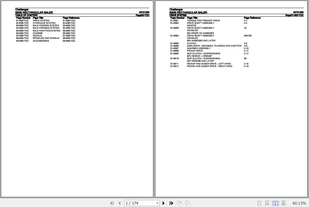 Challenger Rectangular Baler SB36 Parts Catalog 00721252 1