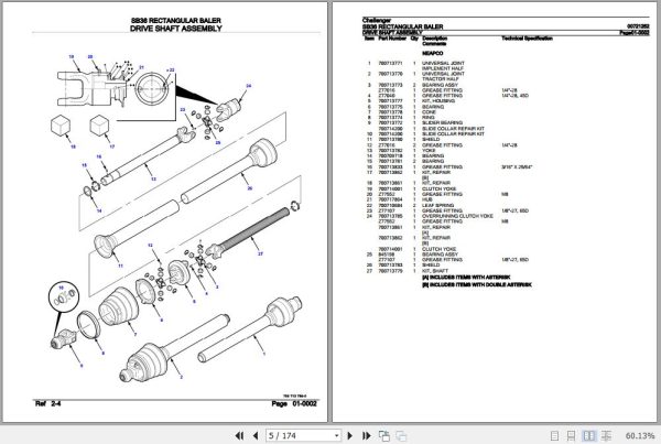 Challenger Rectangular Baler SB36 Parts Catalog 00721252 2