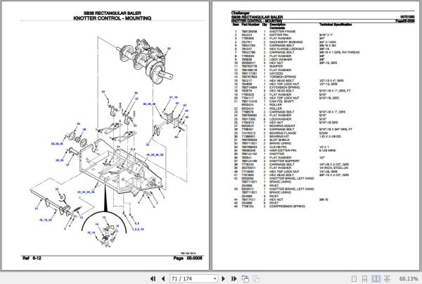Challenger Rectangular Baler SB36 Parts Catalog 00721252 3