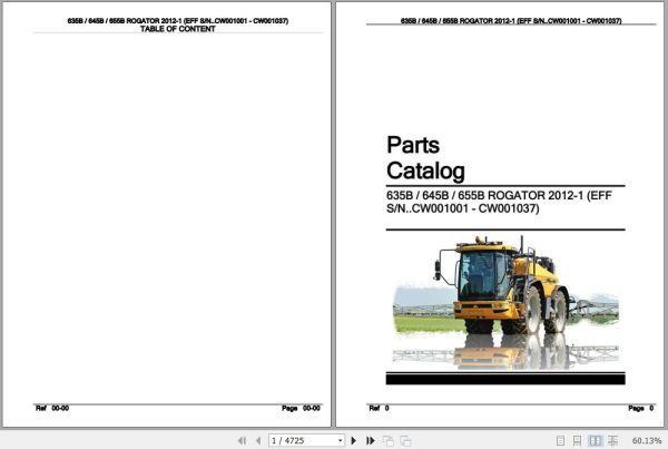 Challenger Rogator 635B 645B 655B Parts Catalog AG637616 1