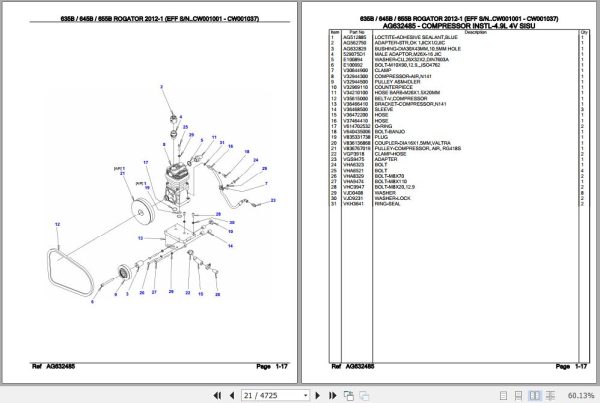 Challenger Rogator 635B 645B 655B Parts Catalog AG637616 2