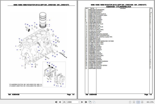 Challenger Rogator 635B 645B 655B Parts Catalog AG639423 3