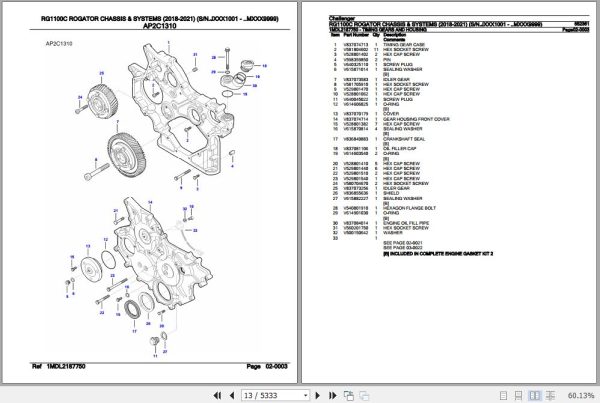 Challenger Rogator RG1100C Chassis Systems Parts Catalog 652361 3