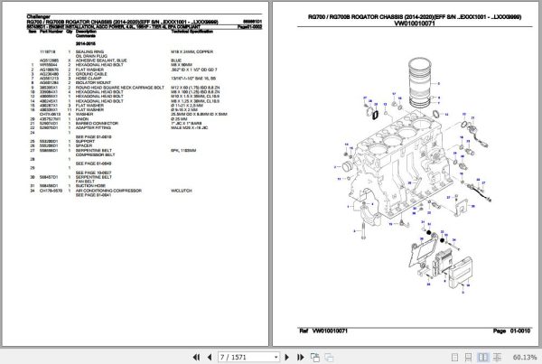 Challenger Rogator RG700 RG700B Chassis Parts Catalog 568661D1 2