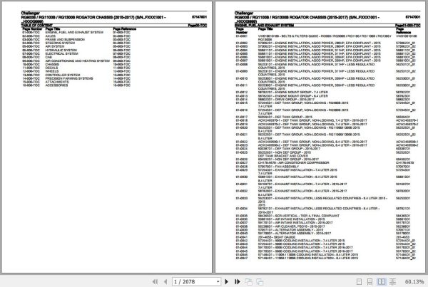 Challenger Rogator RG900B RG1100B RG1300B Chassis Parts Catalog 571470D1 1