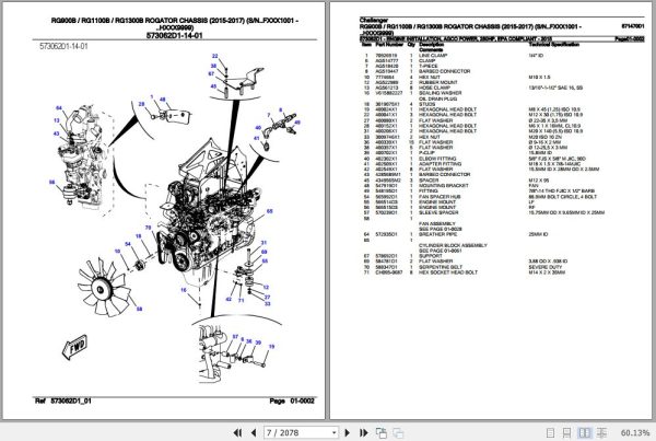 Challenger Rogator RG900B RG1100B RG1300B Chassis Parts Catalog 571470D1 2