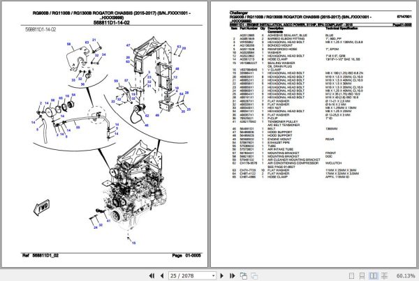 Challenger Rogator RG900B RG1100B RG1300B Chassis Parts Catalog 571470D1 3