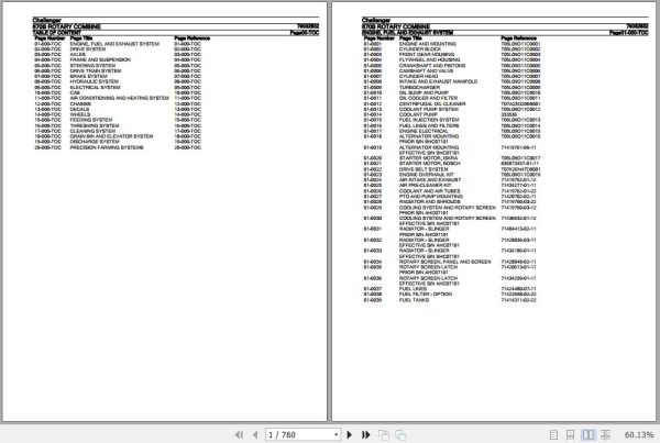 Challenger Rotary Combine 670B Parts Catalog 79032832 1