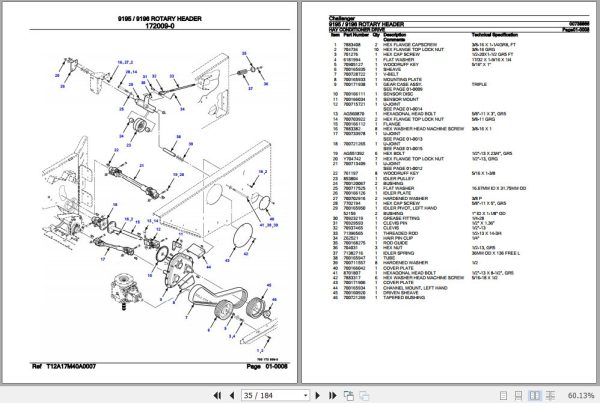 Challenger Rotary Header 9195 9196 Parts Catalog 00738866 2