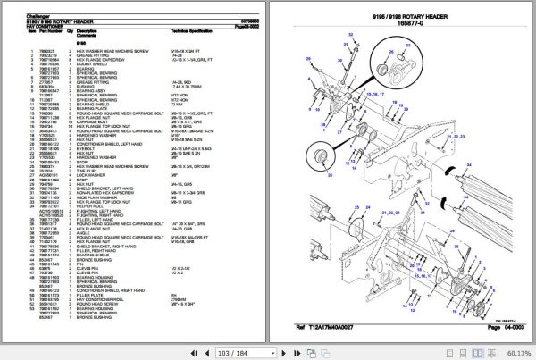 Challenger Rotary Header 9195 9196 Parts Catalog 00738866 3
