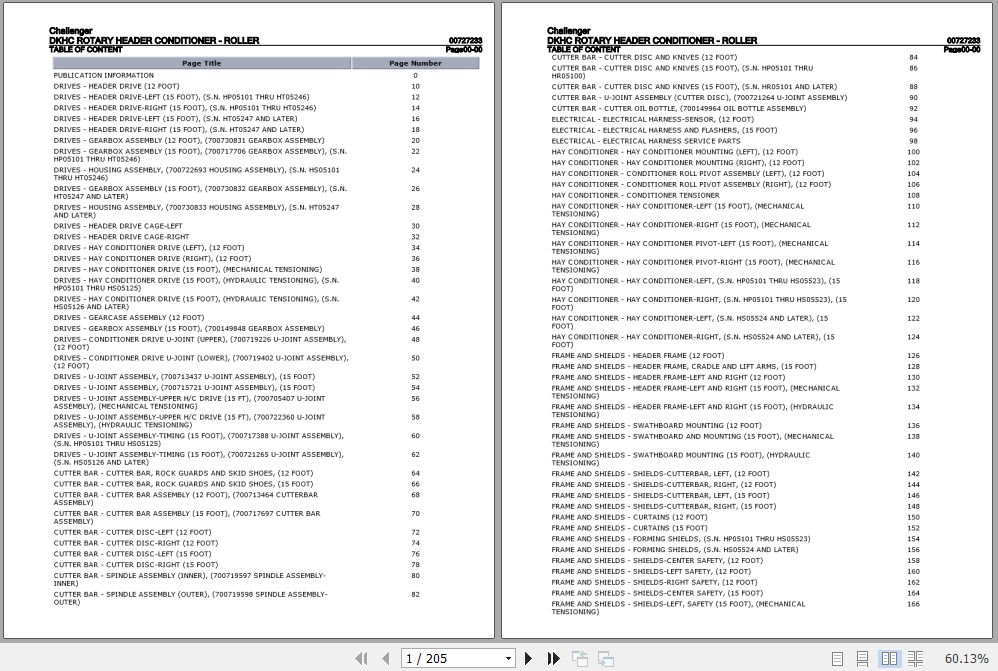 Challenger Rotary Header Conditioner DKHC Parts Catalog 00727233 1