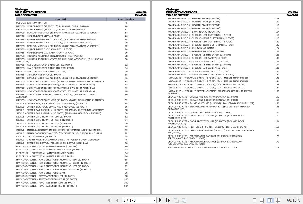 Challenger Rotary Header DKHB Parts Catalog 00722690 1