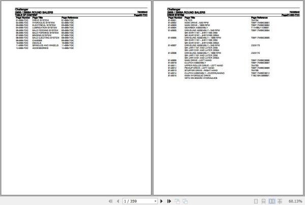 Challenger Round Balers 2956 2956A Parts Catalog 79035940 1