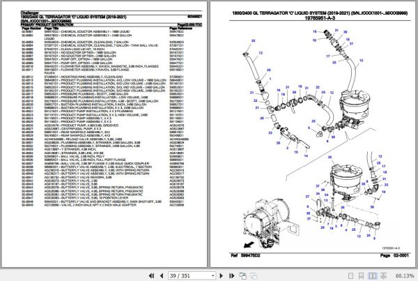 Challenger Terragator 1800 GL 2400 GL C Liquid System Parts Catalog 603490D1 3