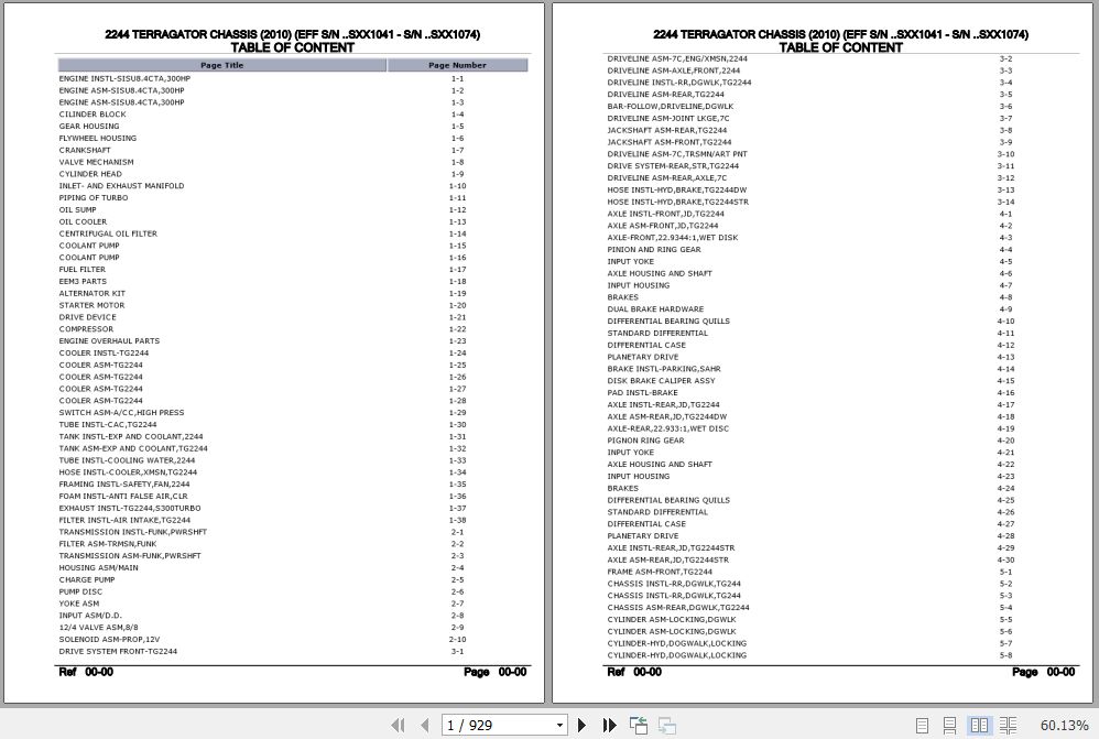 Challenger Terragator 2244 Chassis Parts Catalog AG633436