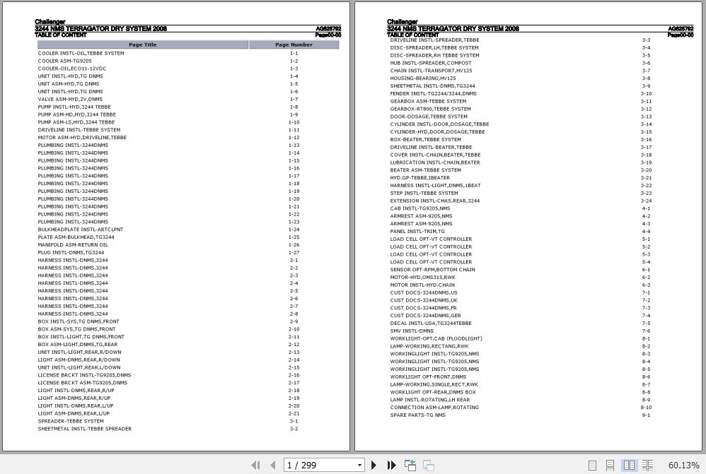 Challenger Terragator 3244 NMS Dry System Parts Catalog AG625792 1